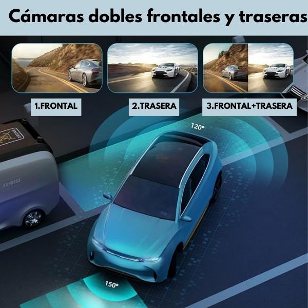 VISIONGUARD® RETROVISOR CON DOBLE CAMARA FRONTAL Y TRASERA